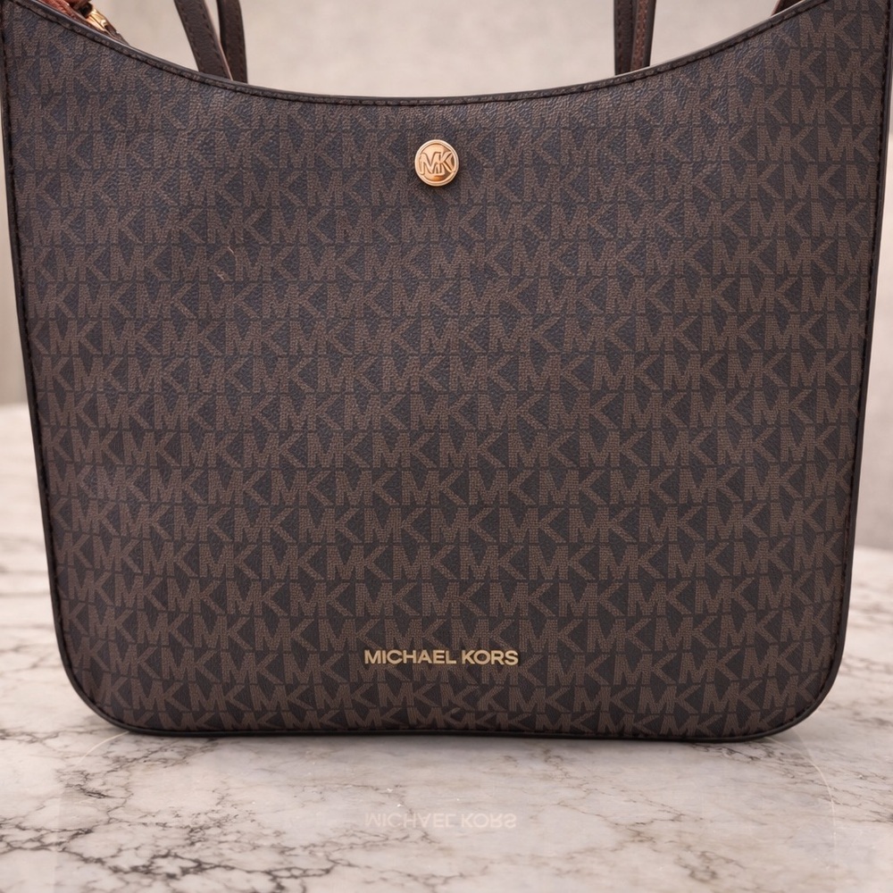 Michael Kors Dark Brown MK Logo Shoulder Bag - Picture 3 of 4